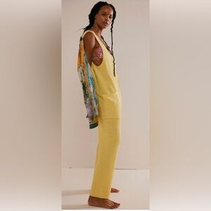 Free People Hailee Sweater Jumpsuit in Yellow Tansy!
